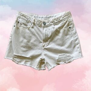 Articles of Society Women's High Waist Distressed Cream Shorts